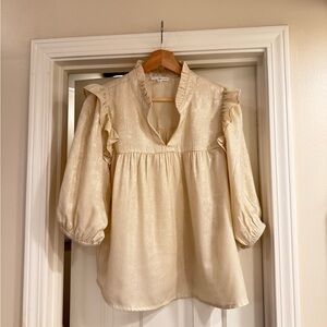 Chic Gold Ruffled Women's Blouse